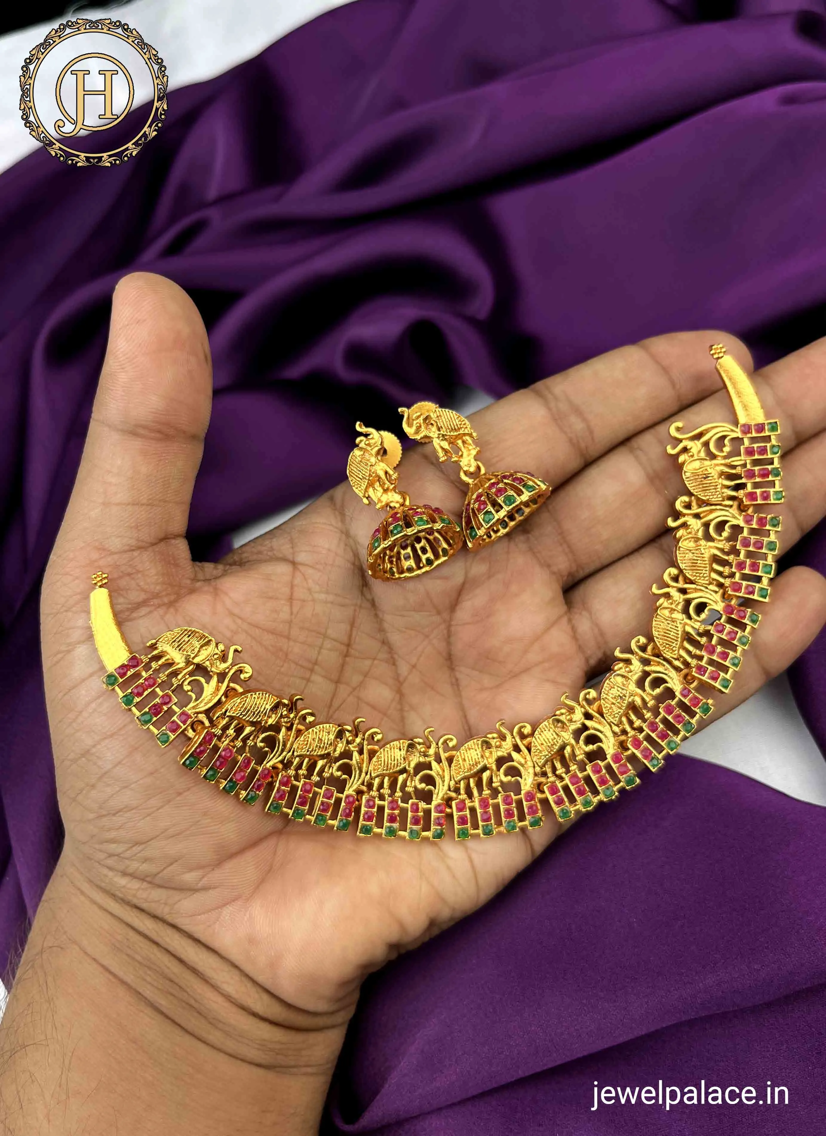 Elegant Gold Plated Designer Necklace With Earrings JH1703