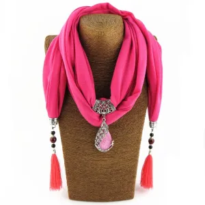 Elegant Silk Scarf Peacock Pendant Neckerchief Scarves For Women