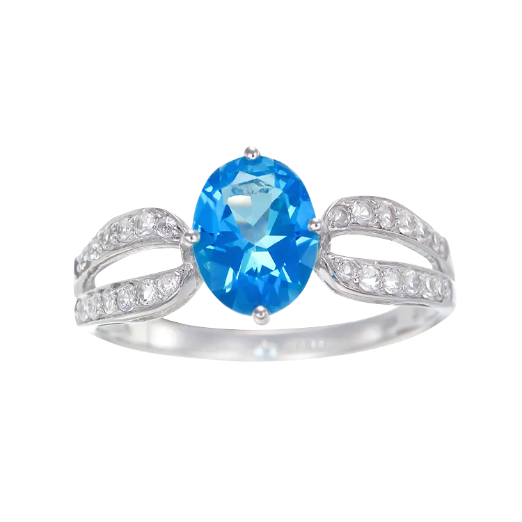 Elegant Split Band Ring with Passion Topaz and Natural White Topaz