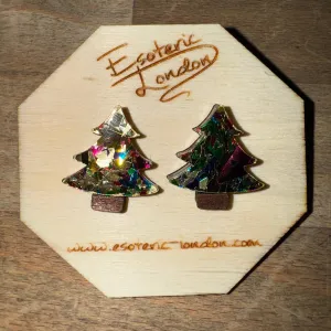 Esoteric London Colour Pop Christmas Tree Stud Earrings