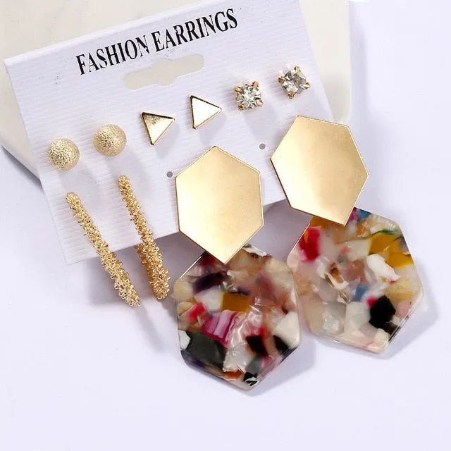 Exknl Women Earrings Set Acrylic Pearl Earrings For Women Bohemian Leopard Tassel Stud Earrings 2020 New Brincos Fashion Jewelry