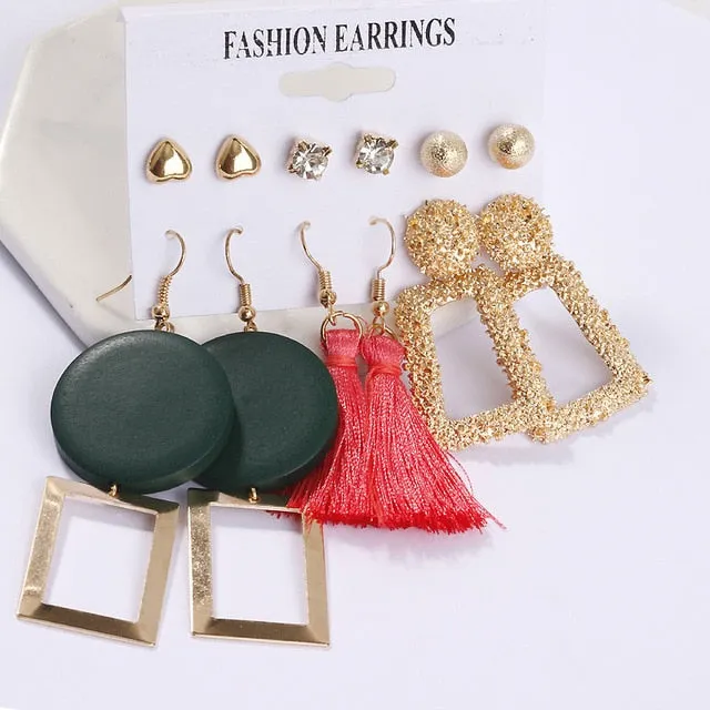 Exknl Women Earrings Set Acrylic Pearl Earrings For Women Bohemian Leopard Tassel Stud Earrings 2020 New Brincos Fashion Jewelry