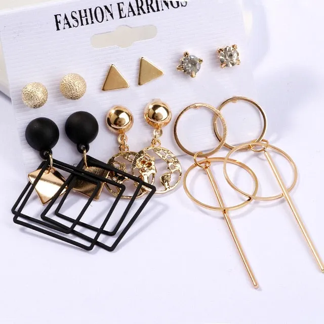 Exknl Women Earrings Set Acrylic Pearl Earrings For Women Bohemian Leopard Tassel Stud Earrings 2020 New Brincos Fashion Jewelry
