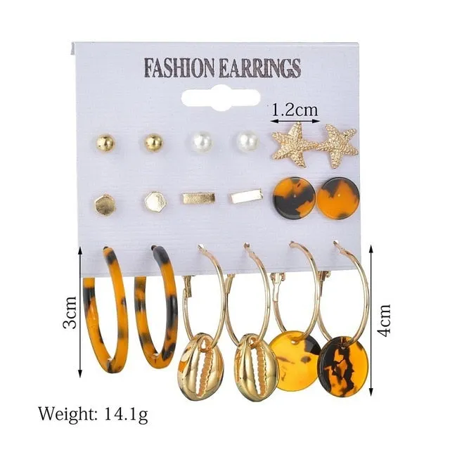 Exknl Women Earrings Set Acrylic Pearl Earrings For Women Bohemian Leopard Tassel Stud Earrings 2020 New Brincos Fashion Jewelry