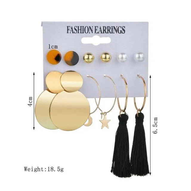 Exknl Women Earrings Set Acrylic Pearl Earrings For Women Bohemian Leopard Tassel Stud Earrings 2020 New Brincos Fashion Jewelry