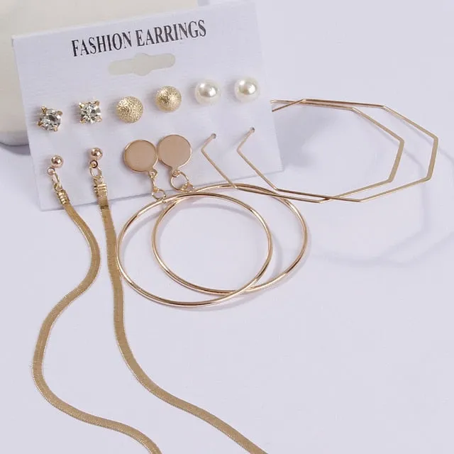 Exknl Women Earrings Set Acrylic Pearl Earrings For Women Bohemian Leopard Tassel Stud Earrings 2020 New Brincos Fashion Jewelry