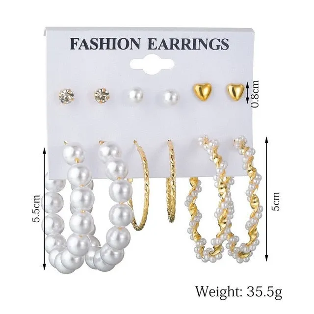 Exknl Women Earrings Set Acrylic Pearl Earrings For Women Bohemian Leopard Tassel Stud Earrings 2020 New Brincos Fashion Jewelry