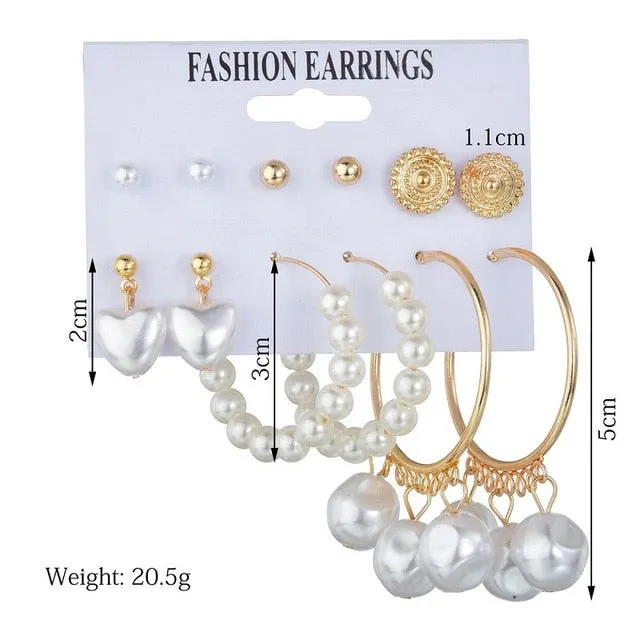 Exknl Women Earrings Set Acrylic Pearl Earrings For Women Bohemian Leopard Tassel Stud Earrings 2020 New Brincos Fashion Jewelry