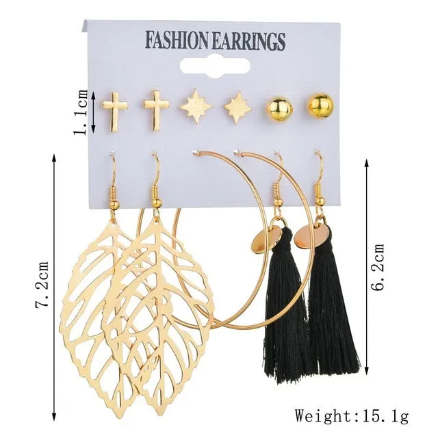 Exknl Women Earrings Set Acrylic Pearl Earrings For Women Bohemian Leopard Tassel Stud Earrings 2020 New Brincos Fashion Jewelry