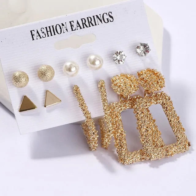 Exknl Women Earrings Set Acrylic Pearl Earrings For Women Bohemian Leopard Tassel Stud Earrings 2020 New Brincos Fashion Jewelry