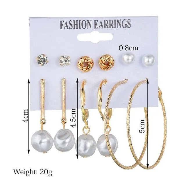 Exknl Women Earrings Set Acrylic Pearl Earrings For Women Bohemian Leopard Tassel Stud Earrings 2020 New Brincos Fashion Jewelry