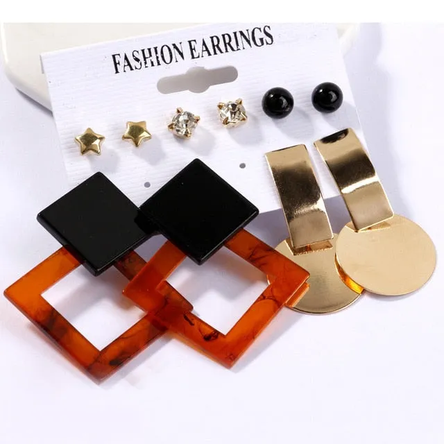 Exknl Women Earrings Set Acrylic Pearl Earrings For Women Bohemian Leopard Tassel Stud Earrings 2020 New Brincos Fashion Jewelry