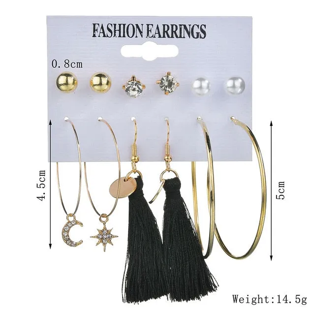 Exknl Women Earrings Set Acrylic Pearl Earrings For Women Bohemian Leopard Tassel Stud Earrings 2020 New Brincos Fashion Jewelry