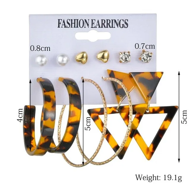 Exknl Women Earrings Set Acrylic Pearl Earrings For Women Bohemian Leopard Tassel Stud Earrings 2020 New Brincos Fashion Jewelry