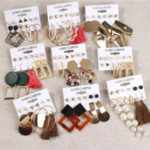 Exknl Women Earrings Set Acrylic Pearl Earrings For Women Bohemian Leopard Tassel Stud Earrings 2020 New Brincos Fashion Jewelry