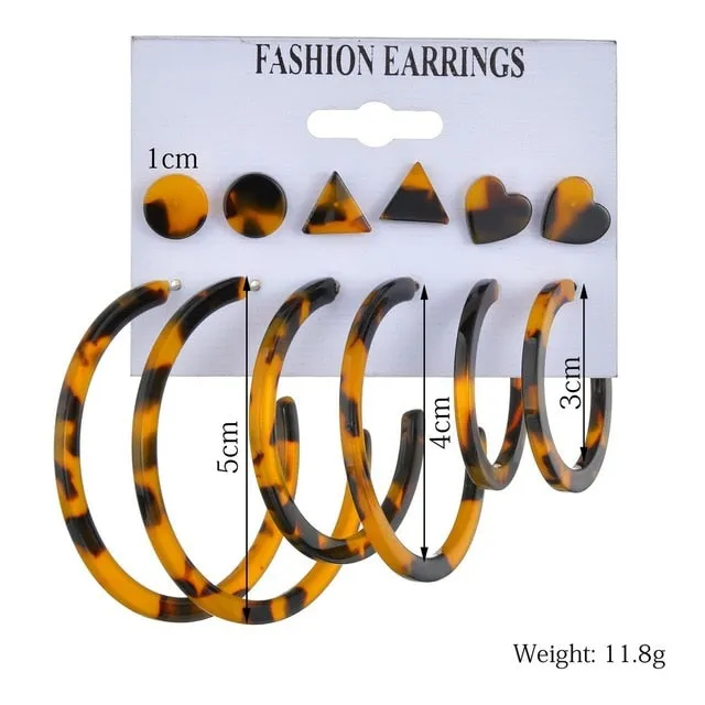 Exknl Women Earrings Set Acrylic Pearl Earrings For Women Bohemian Leopard Tassel Stud Earrings 2020 New Brincos Fashion Jewelry