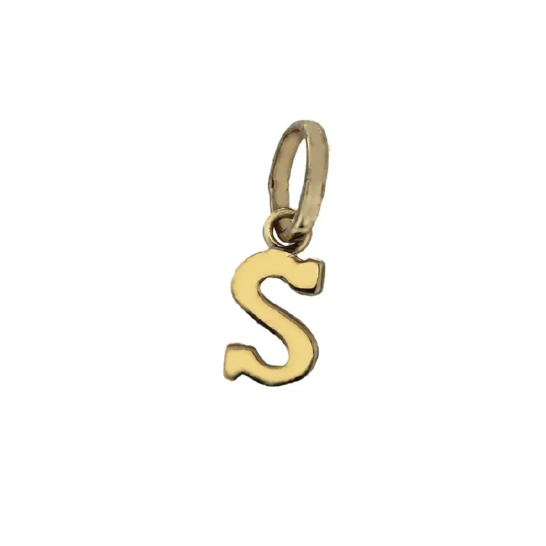 Exquisite18K Solid Yellow Gold Small Initial Letter Pendants