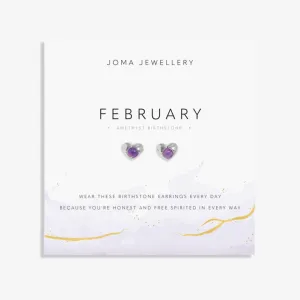 FEBRUARY AMETHYST BIRTHSTONE SILVER PLATED EARRINGS