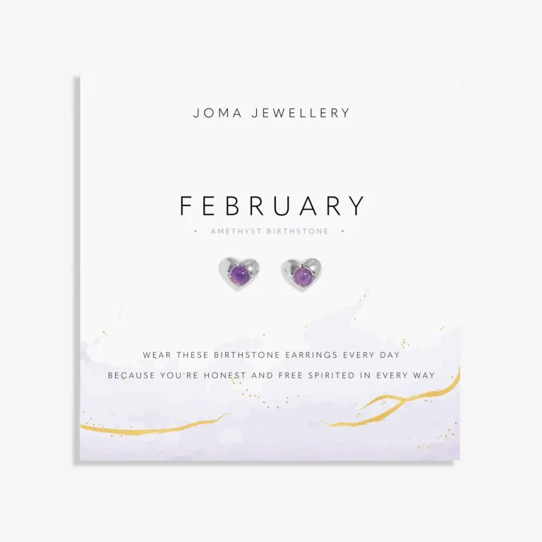 FEBRUARY AMETHYST BIRTHSTONE SILVER PLATED EARRINGS