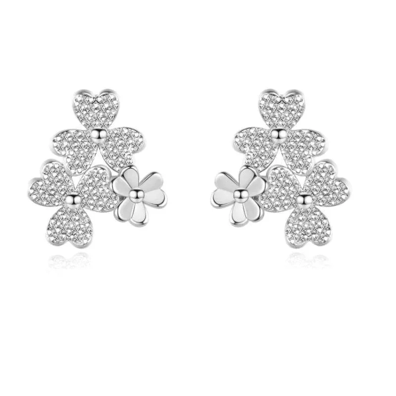 Floral Crystal Wedding Earrings, Silver 7683