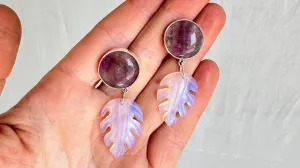 Fluorite and Opalite Post Earrings. Atelier Aadya. Sterling Silver. 1341
