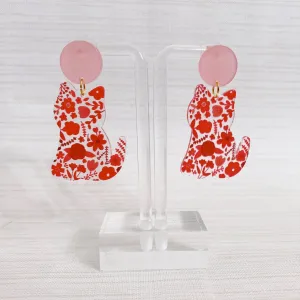 Garden Party Floral Cat Earrings