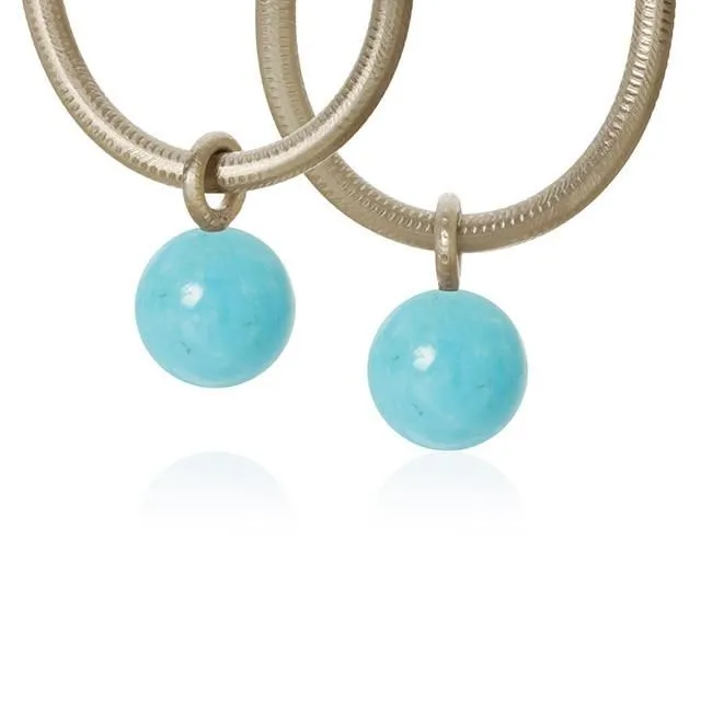 Globe 18K Whitegold Pendants w. Turquoises