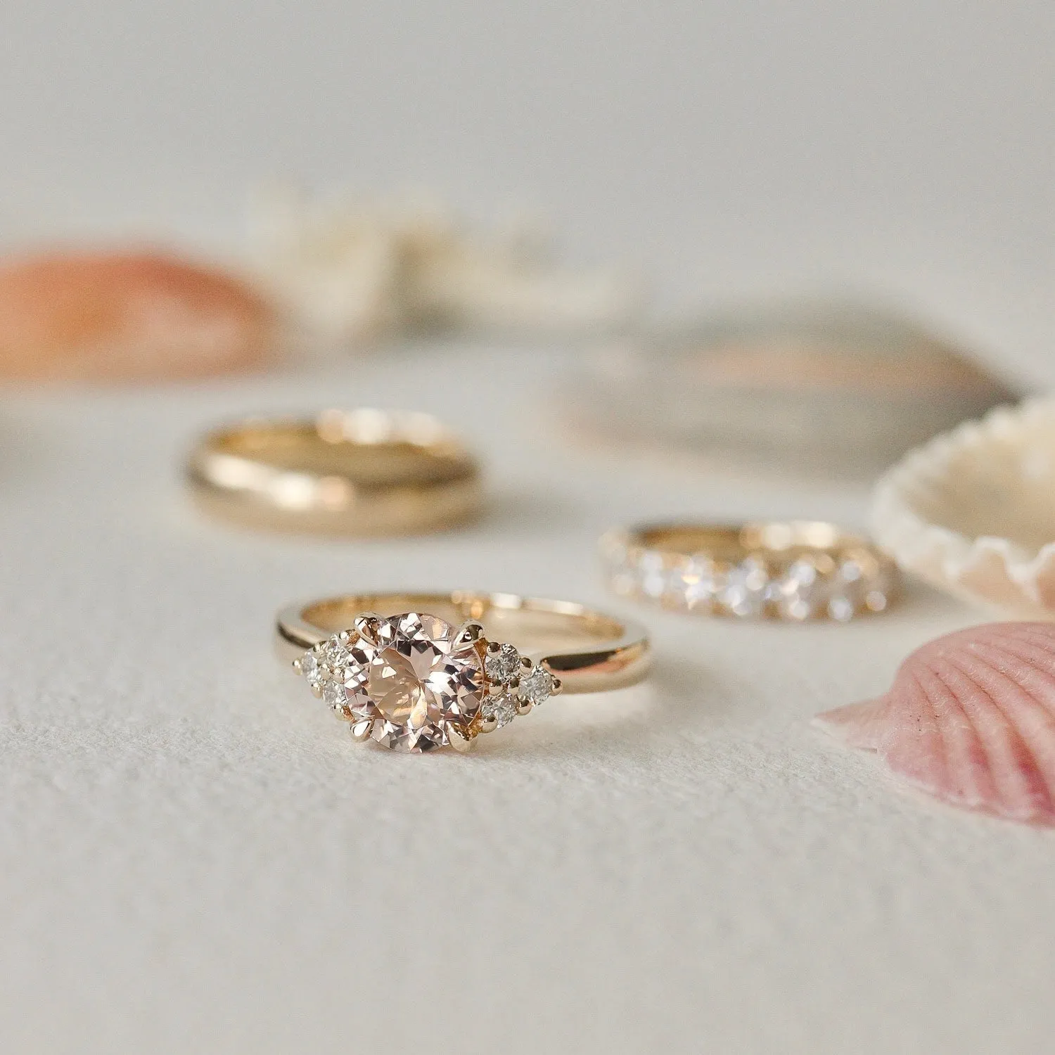 Gracious Dream Round Morganite Engagement Ring