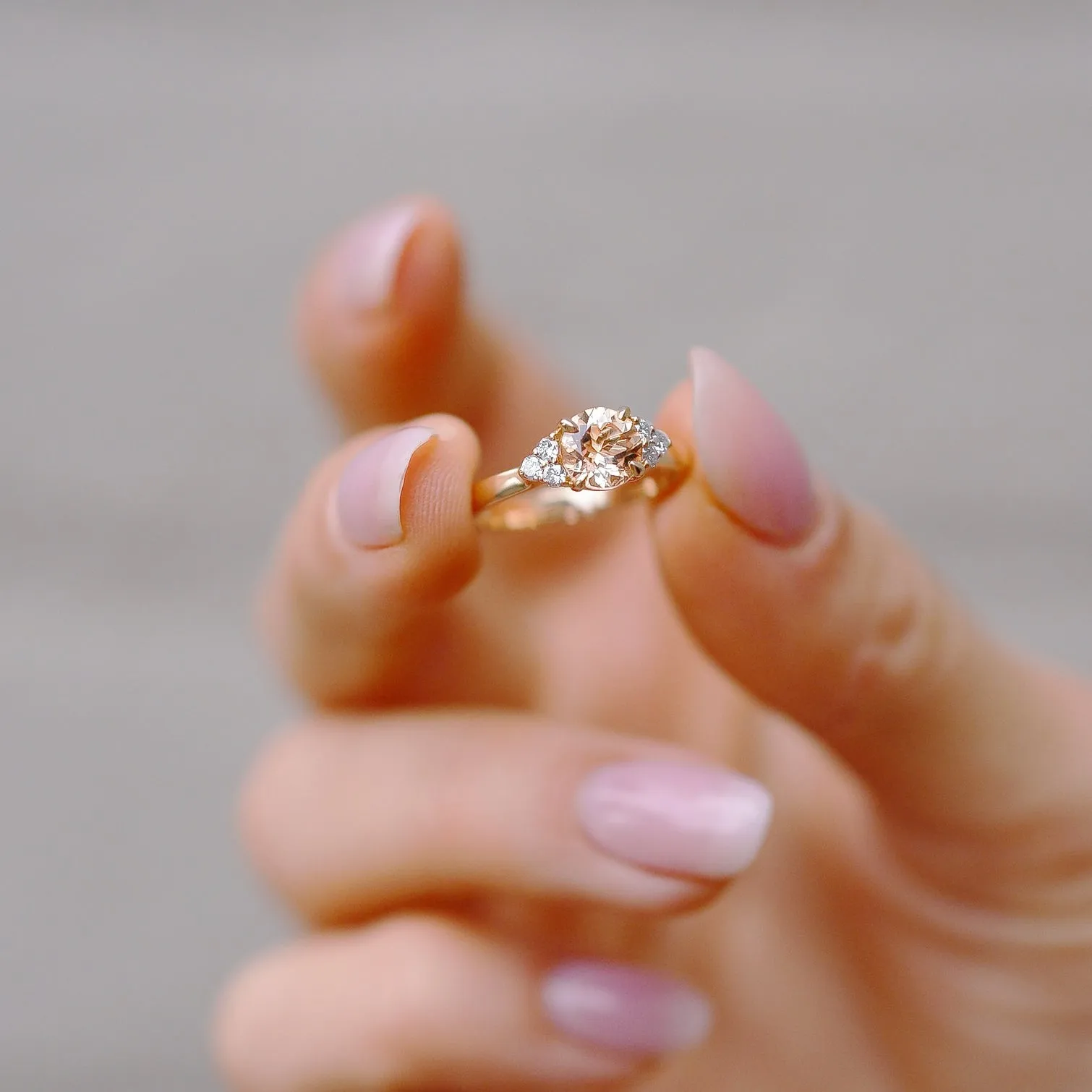 Gracious Dream Round Morganite Engagement Ring