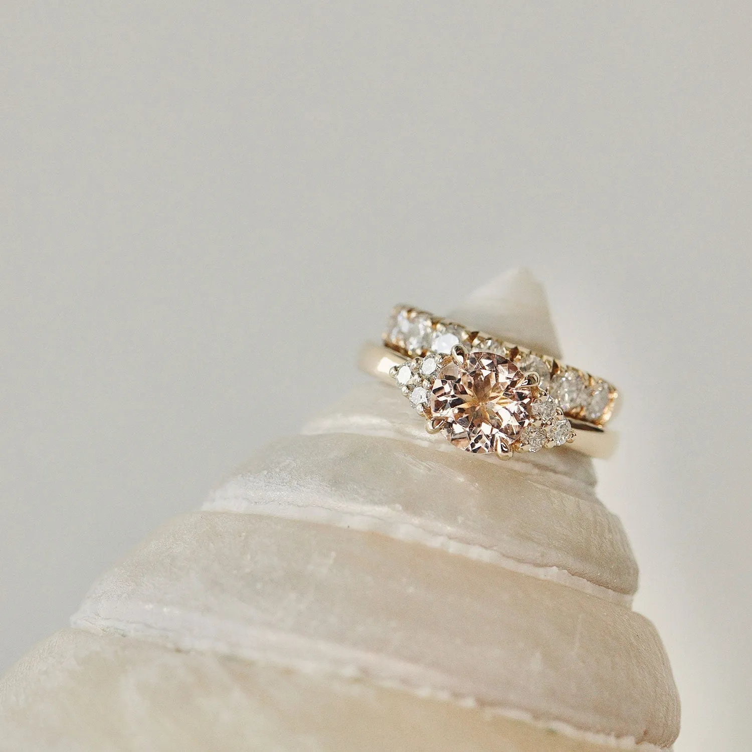 Gracious Dream Round Morganite Engagement Ring