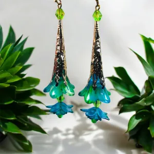 Green Bohemian Bloom Earrings