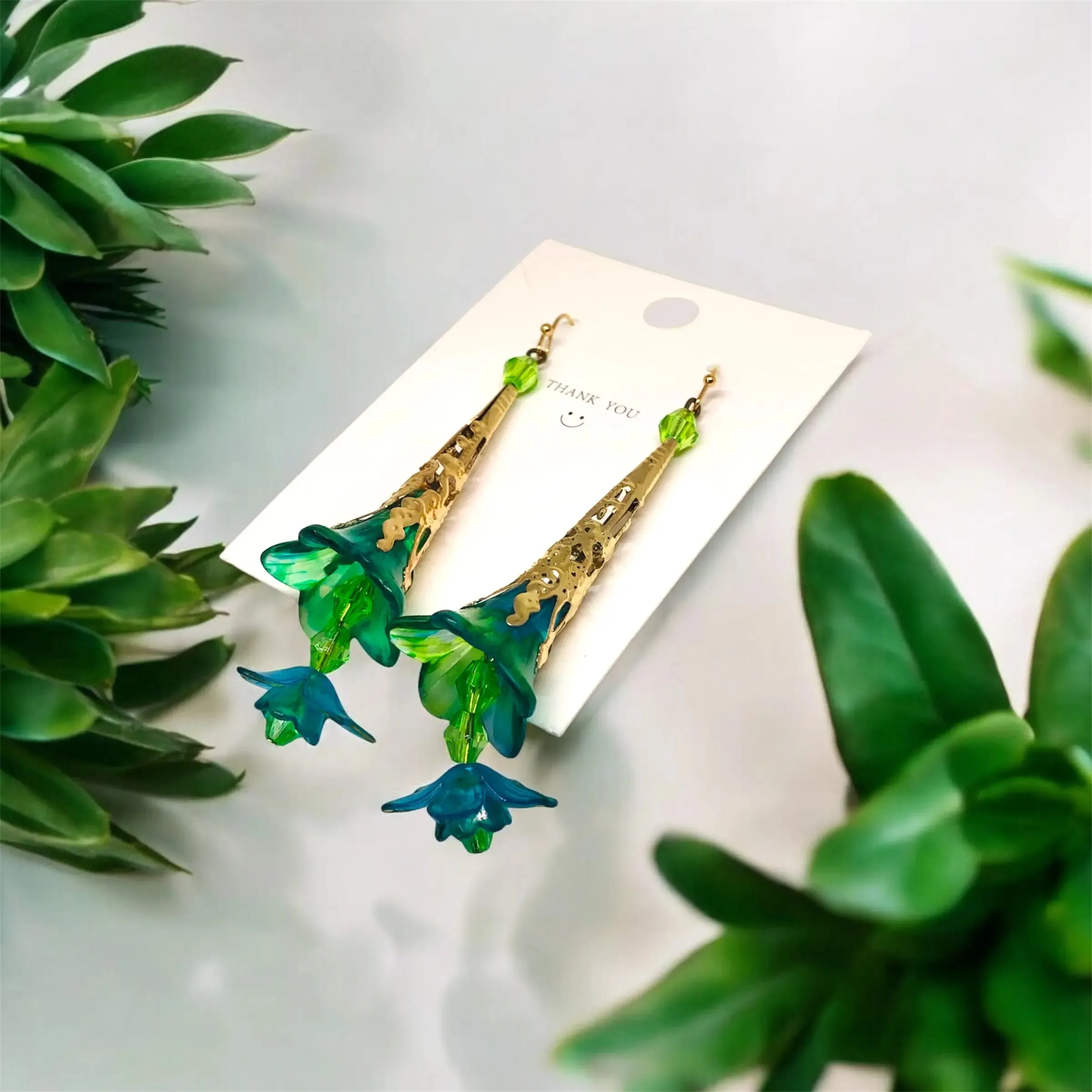 Green Bohemian Bloom Earrings
