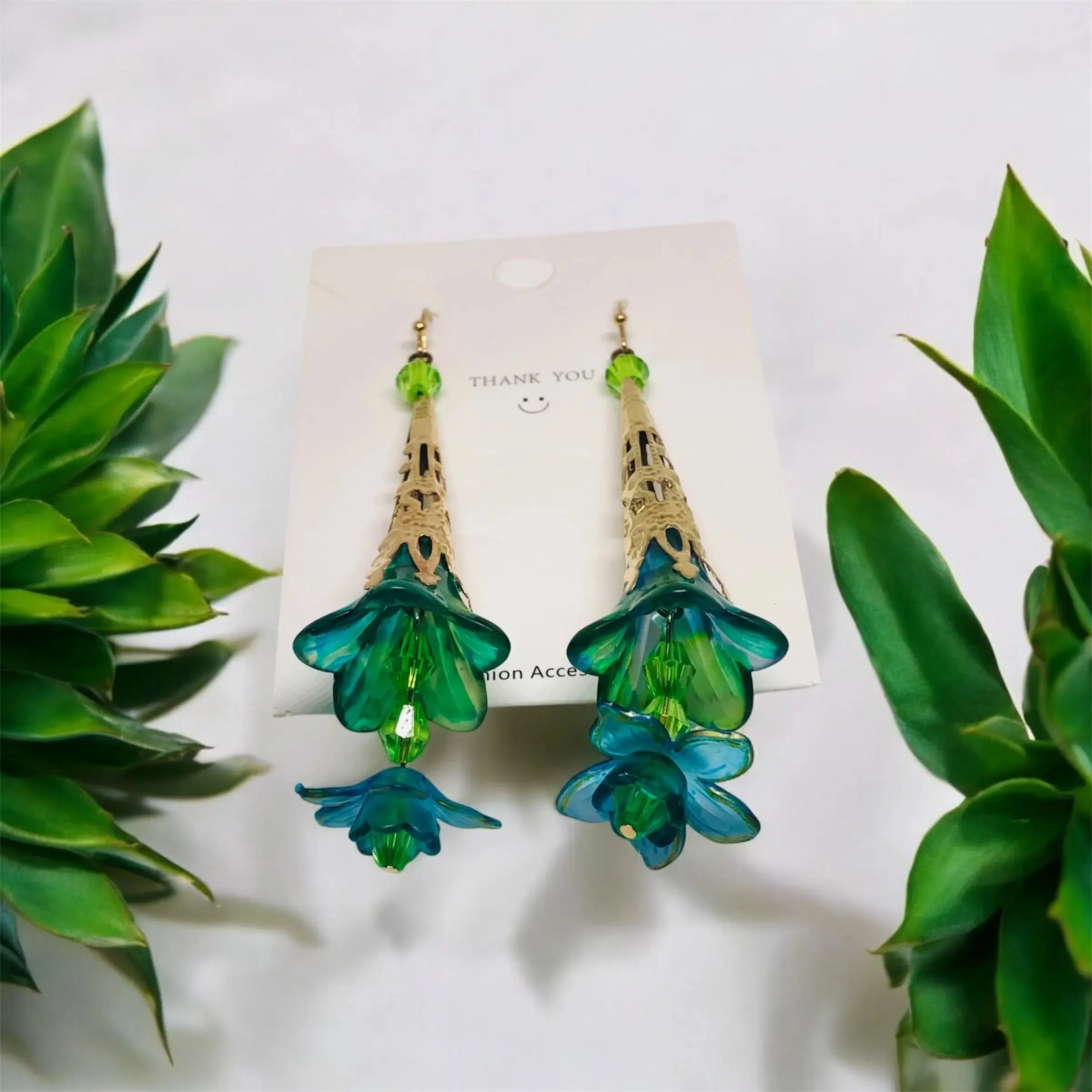 Green Bohemian Bloom Earrings