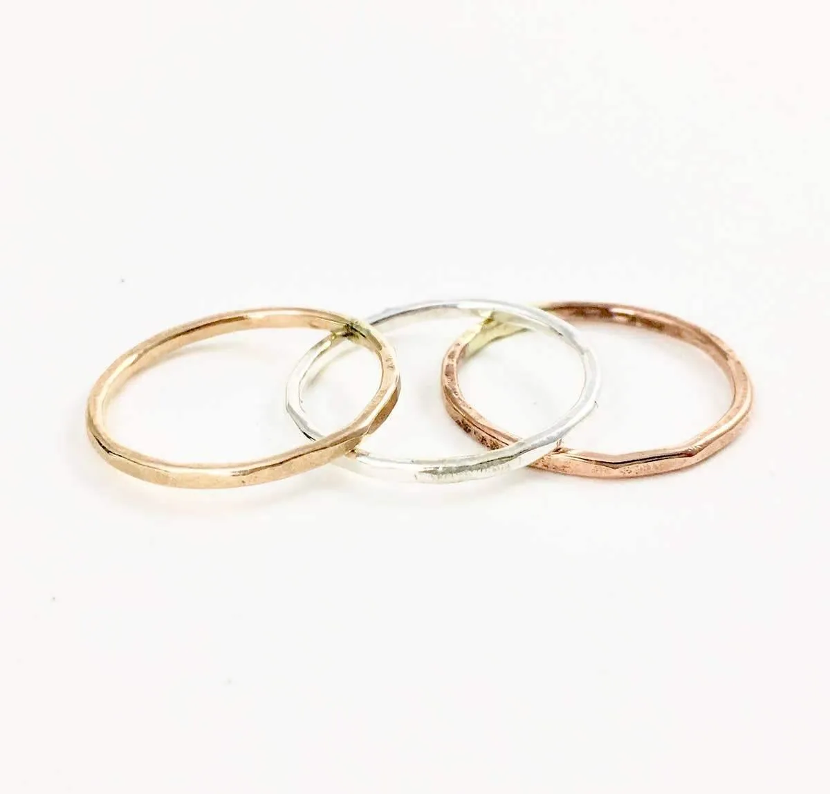 Handmade Hammered Stacking Ring in Yellow Gold