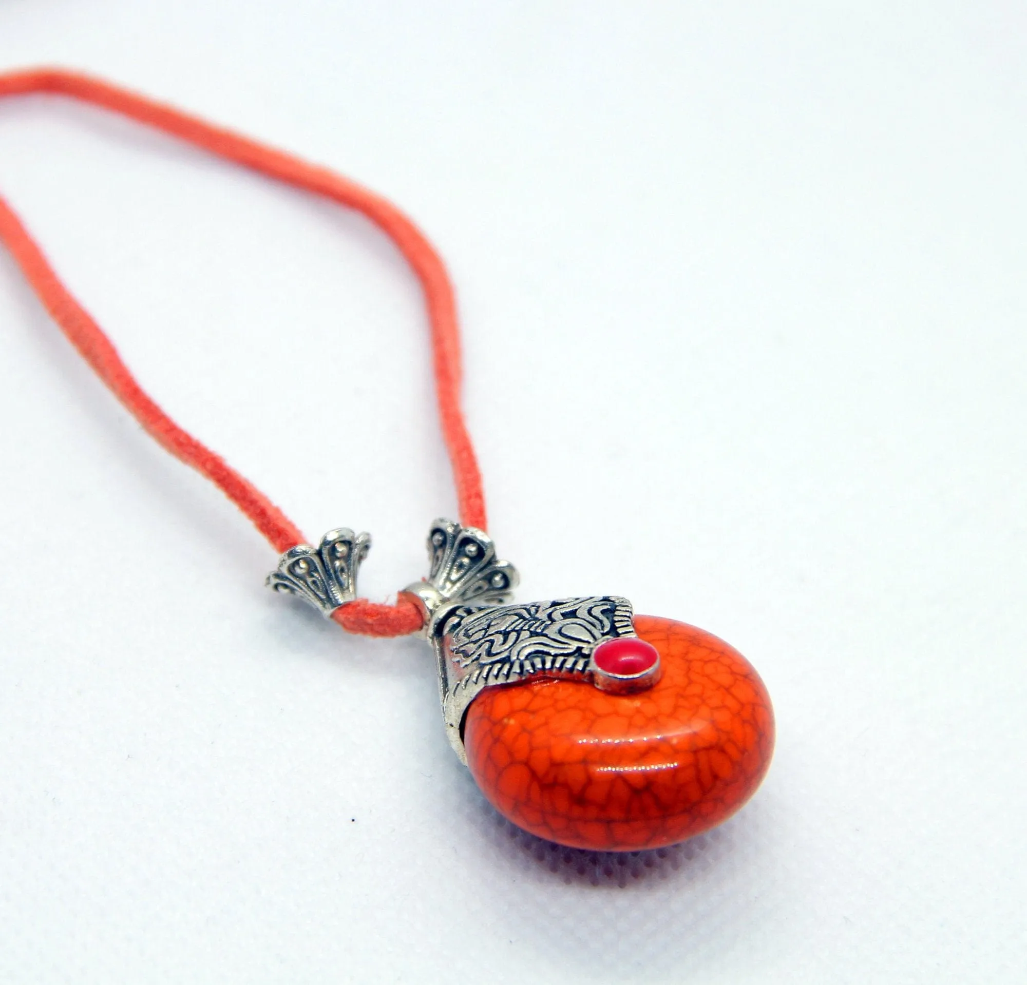 Hard Orange Marbel Bohemian Necklace