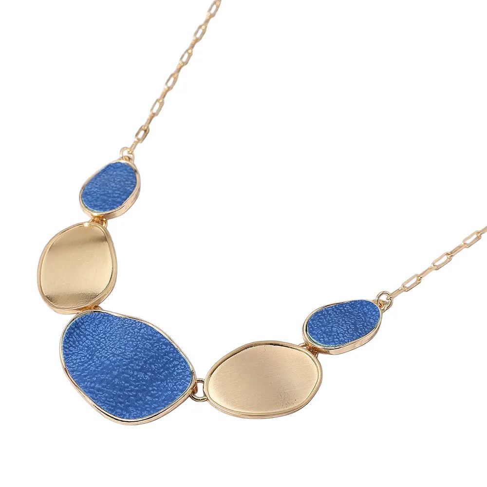 iLLASPARKZ Faux Leather Metal Plate Link Necklace
