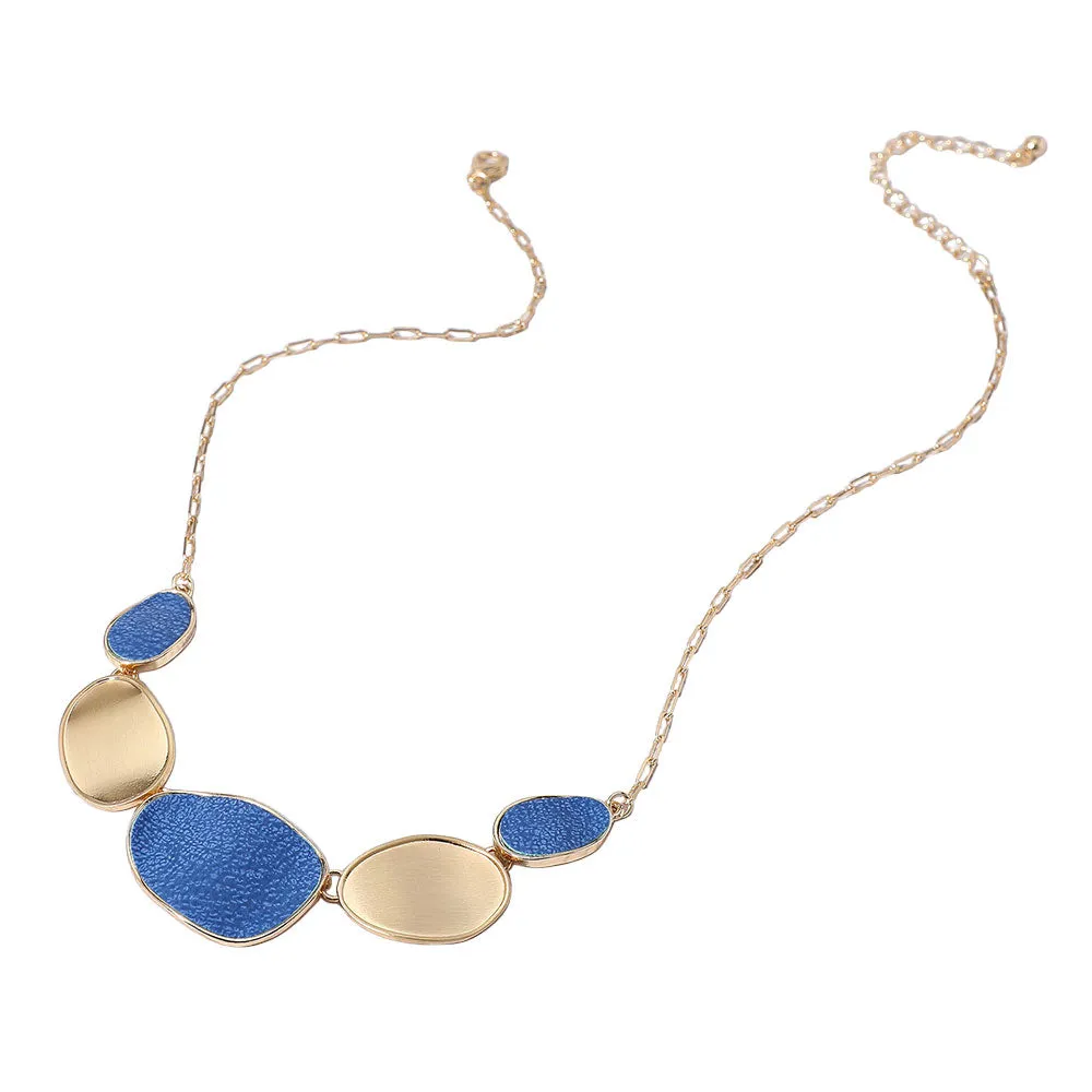 iLLASPARKZ Faux Leather Metal Plate Link Necklace