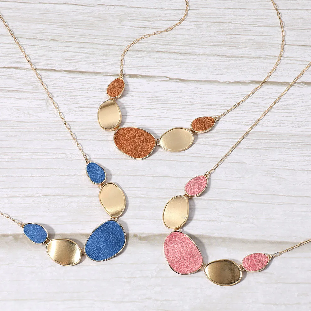 iLLASPARKZ Faux Leather Metal Plate Link Necklace