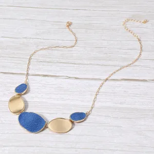 iLLASPARKZ Faux Leather Metal Plate Link Necklace
