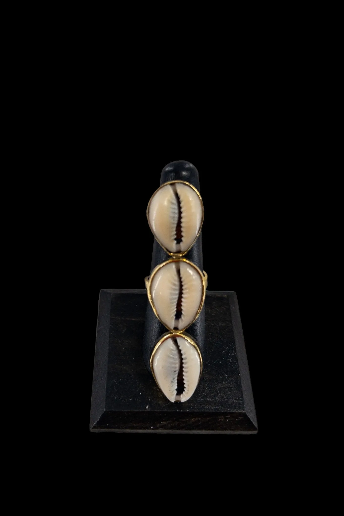 Kaure cowry Shell and brass statement ring