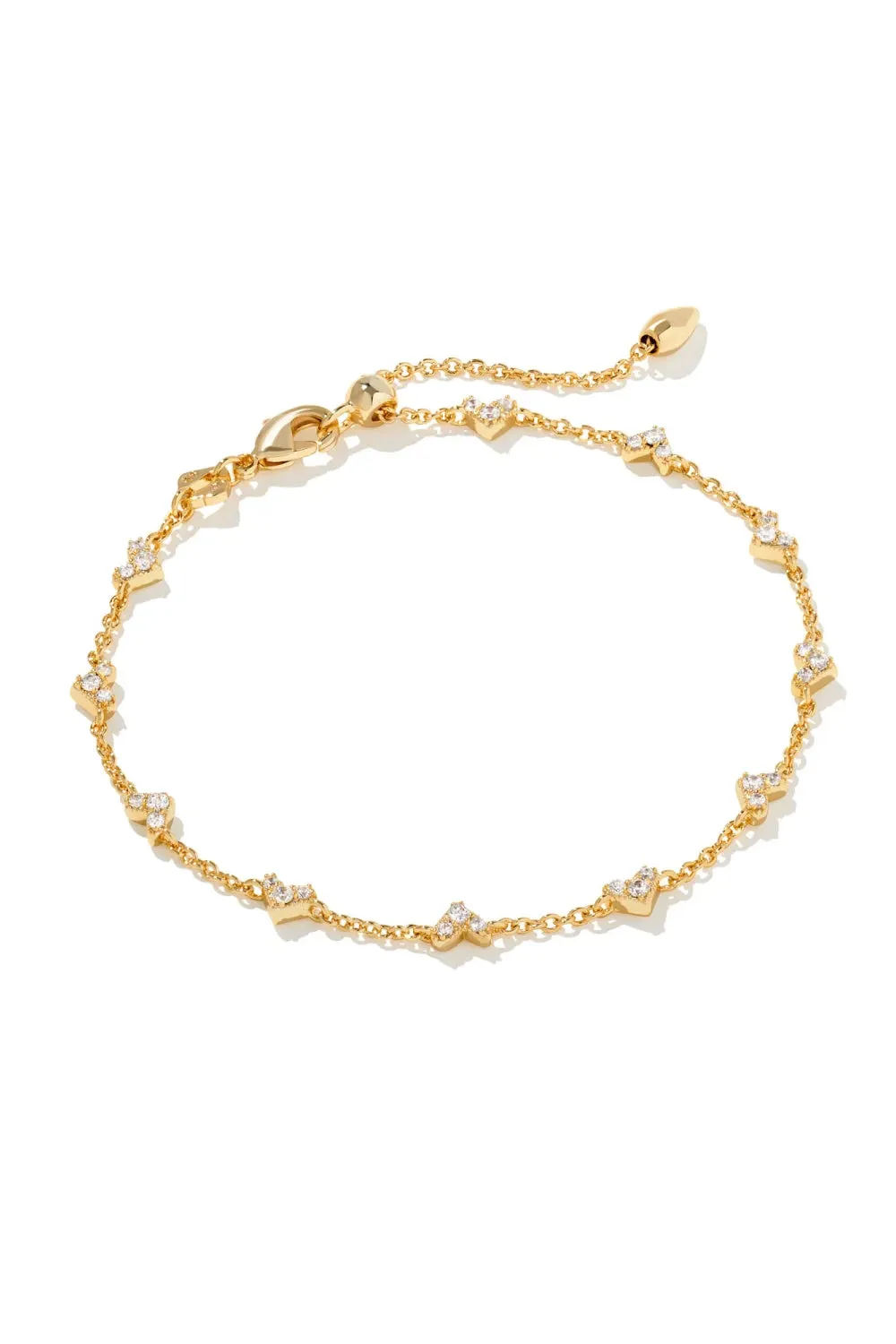 Kendra Scott: Haven Gold Crystal Heart Chain Bracelet - White Crystal