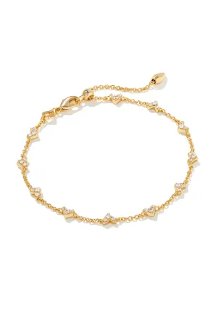 Kendra Scott: Haven Gold Crystal Heart Chain Bracelet - White Crystal