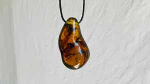 Large Amber Pendant on a Tuareg Leather Cord