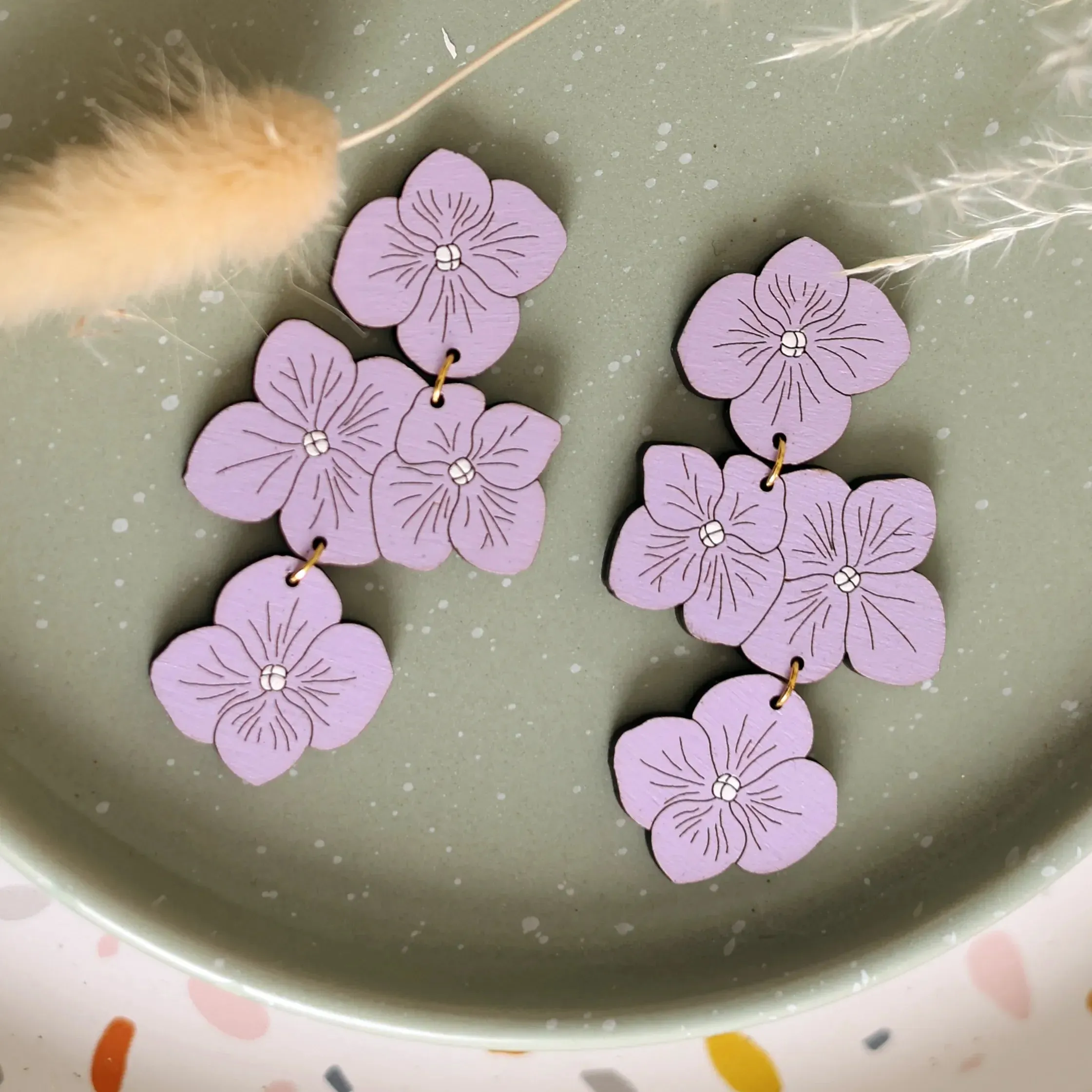 Lavender Hydrangea Statement Earrings by LE CHIC MIAMI