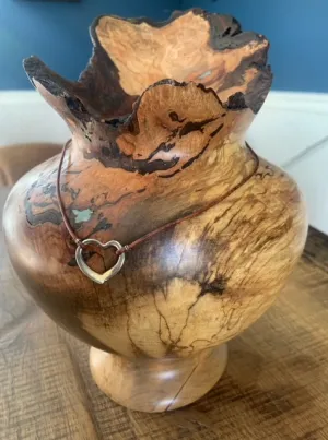 Leather & Silver Heart Necklace 16 by Sea & Stone Studio