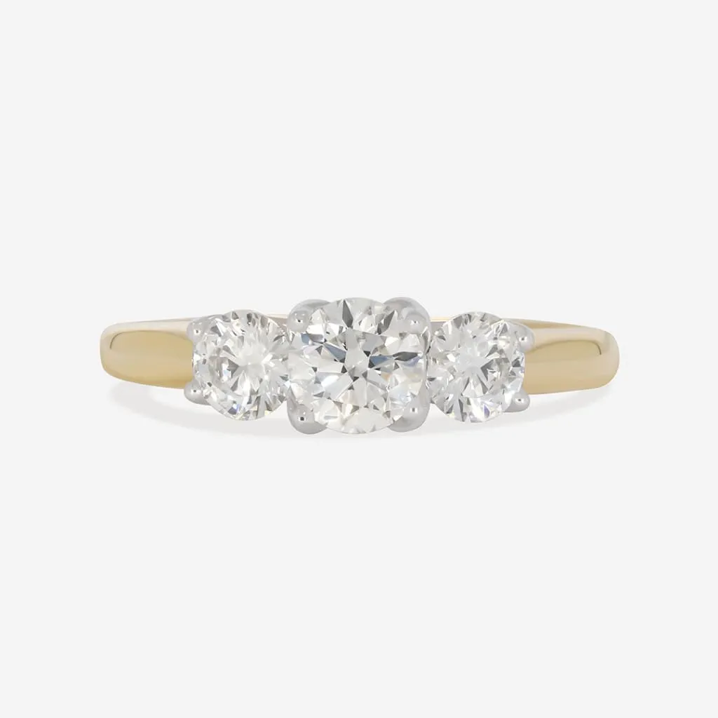 LEXI 1.00ct | Round 3-Stone Diamond Set in 18ct Gold