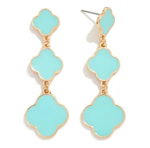 Linked Enamel Clover Drop Earrings