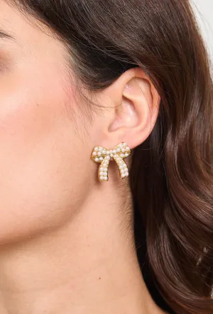 Liora Sweet Ribbon Bow Golden Earrings