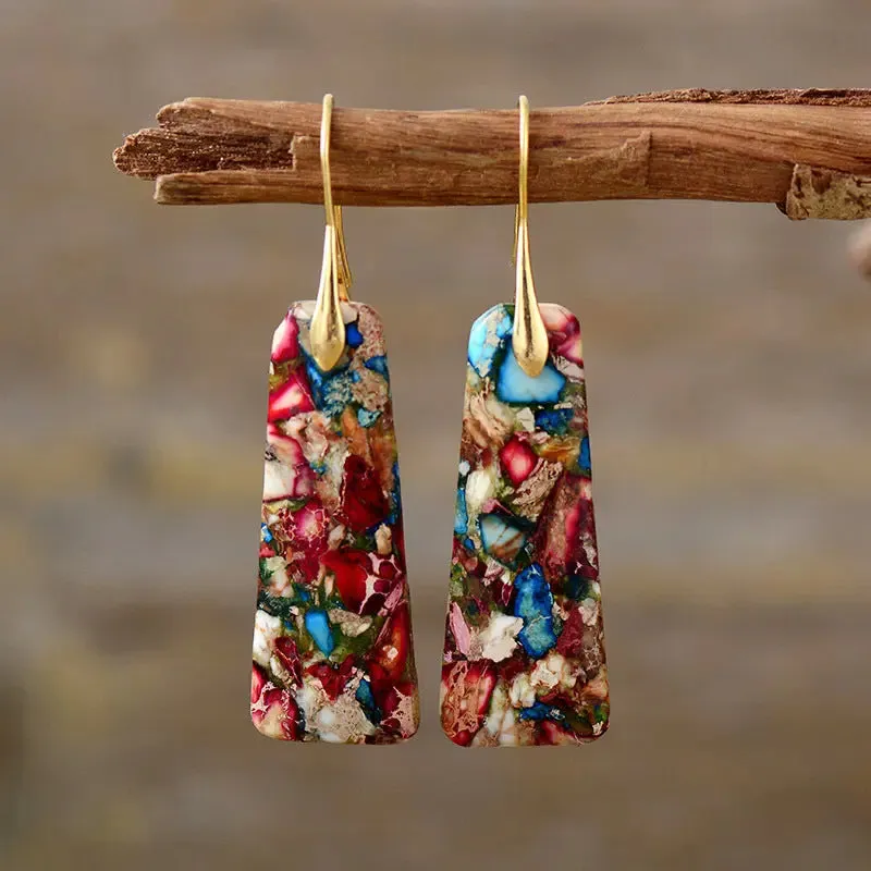 LOVCIA Boho Chic Geometric Flower Pendant Earrings