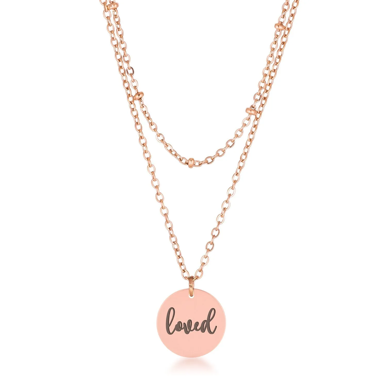 LOVCIA Elegant Rose Gold LOVED Pendant Necklace